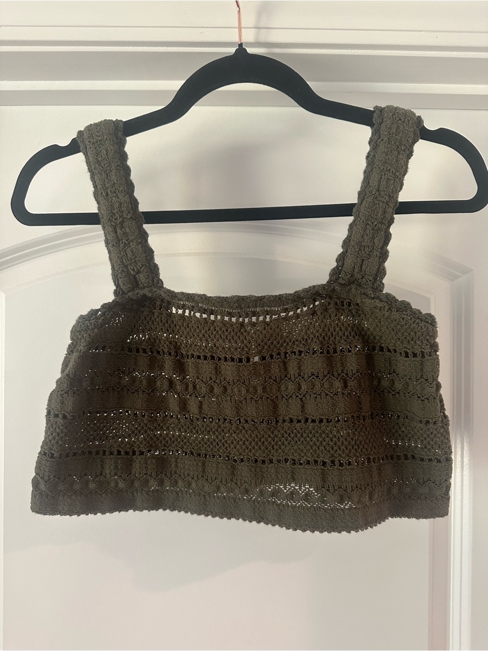 Aerie Olive Green Crochet Bralette/Crop Top Size Small